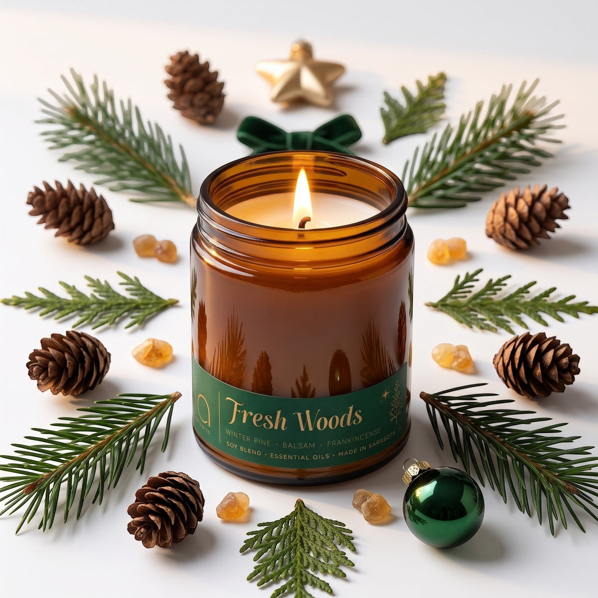 Fresh Woods Ltd Edition Soy Blend Candle — Christmas Tree, Pine & Balsam