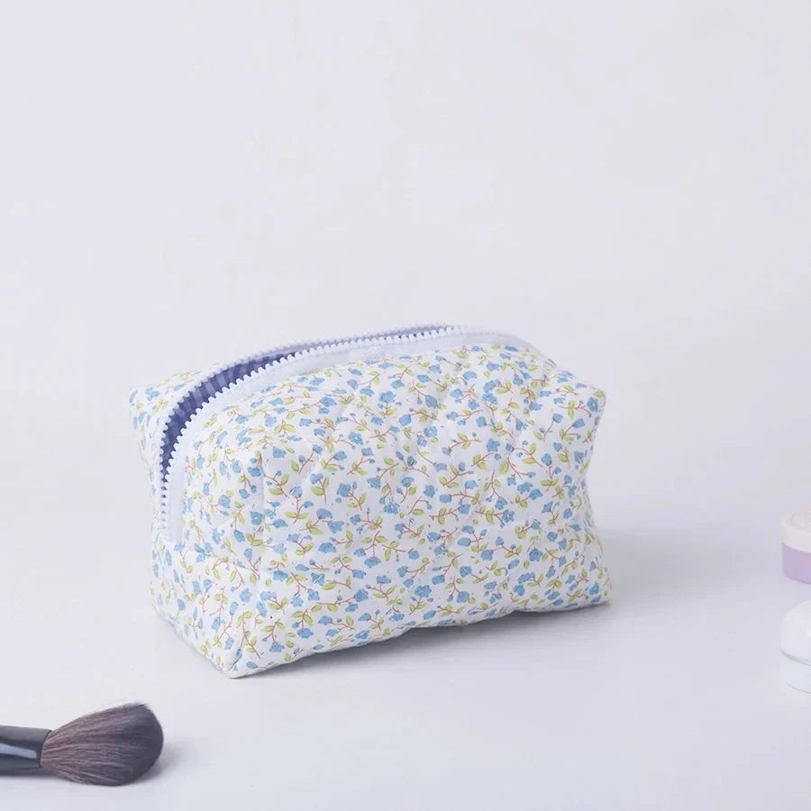 Floral Quilted Makeup Bag