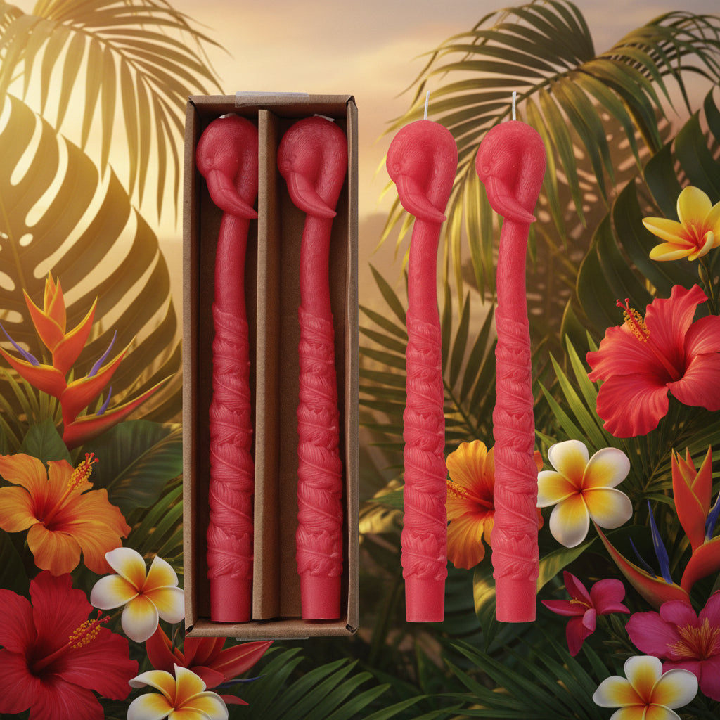 10" Unscented Flamingo Shaper Taper Candle
