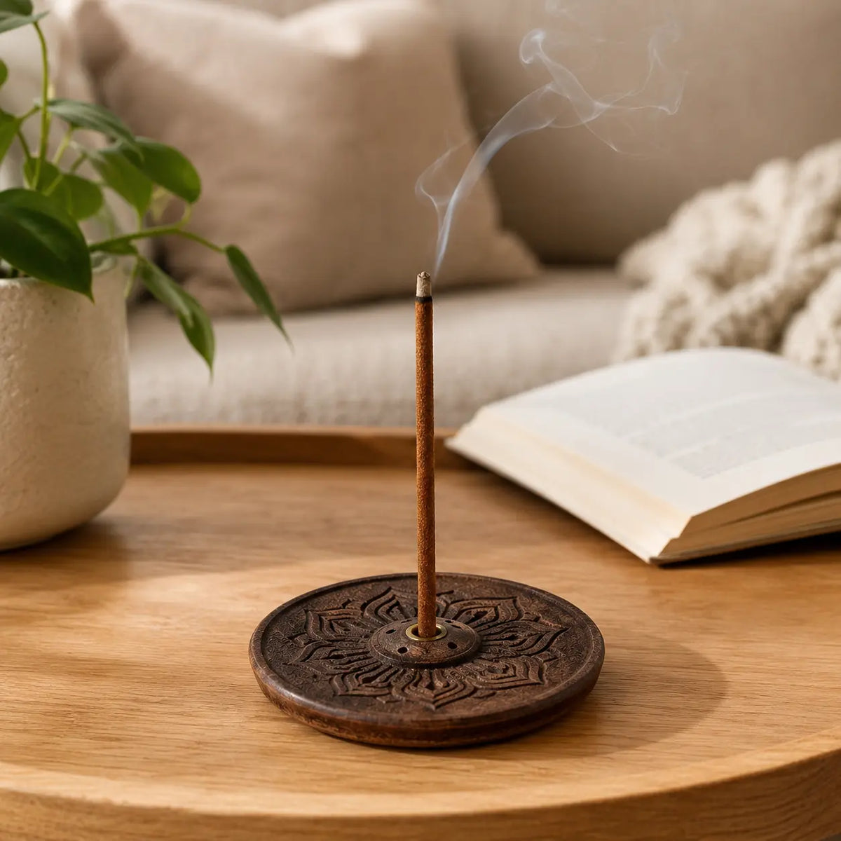 Wooden Lotus Incense Holder