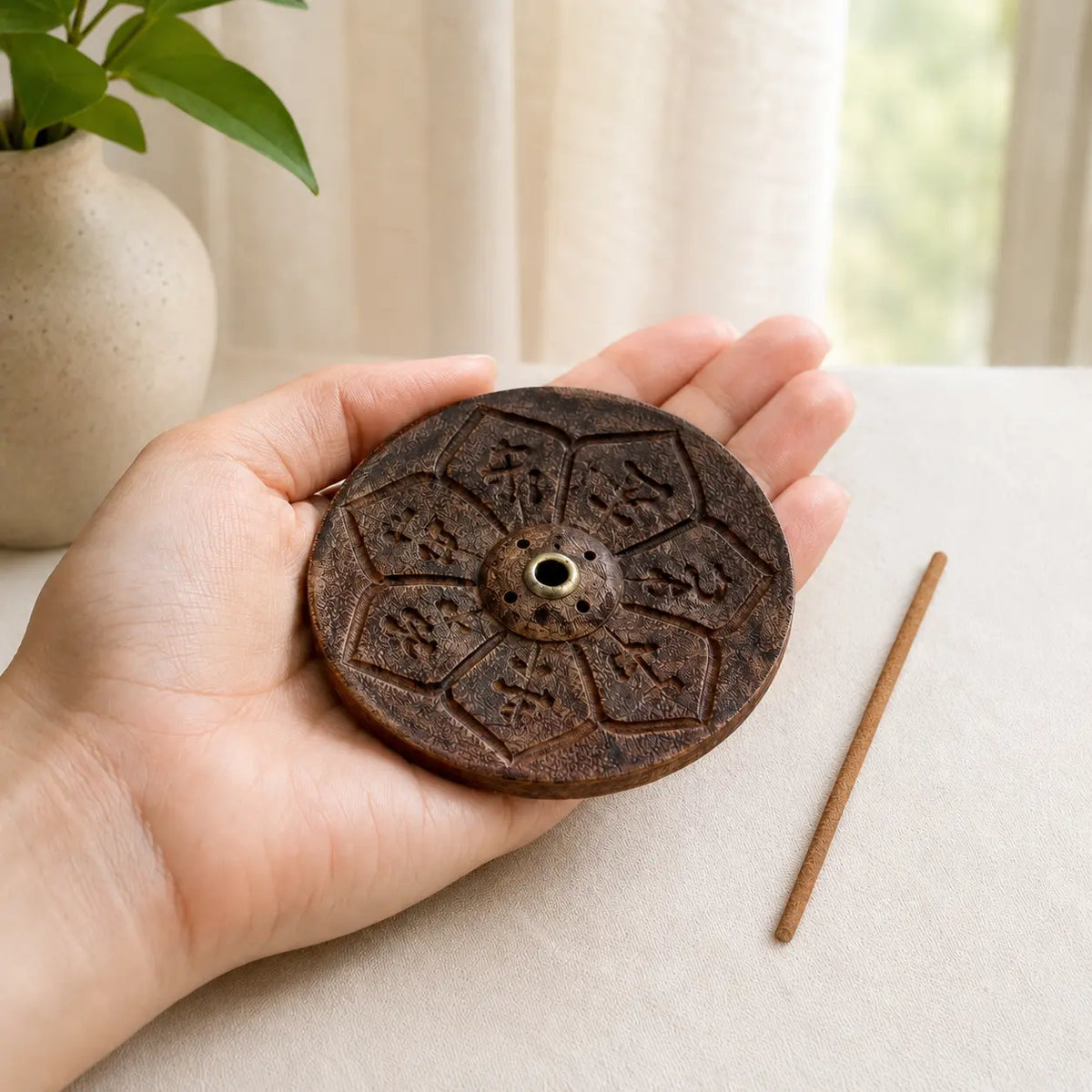 Wooden Lotus Incense Holder